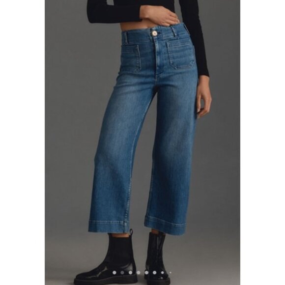 Anthropologie Blue Cropped Ankle Jeans - Picture 2 of 11